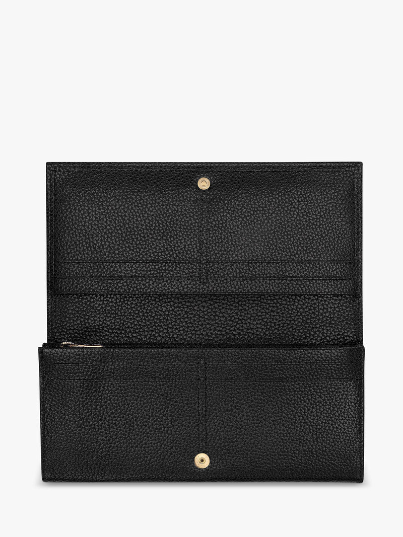 Longchamp Foulonne long leather wallet black, UK version