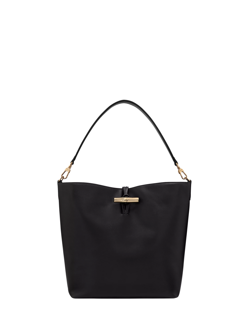 Longchamp large black leather hobo bag (British brand)