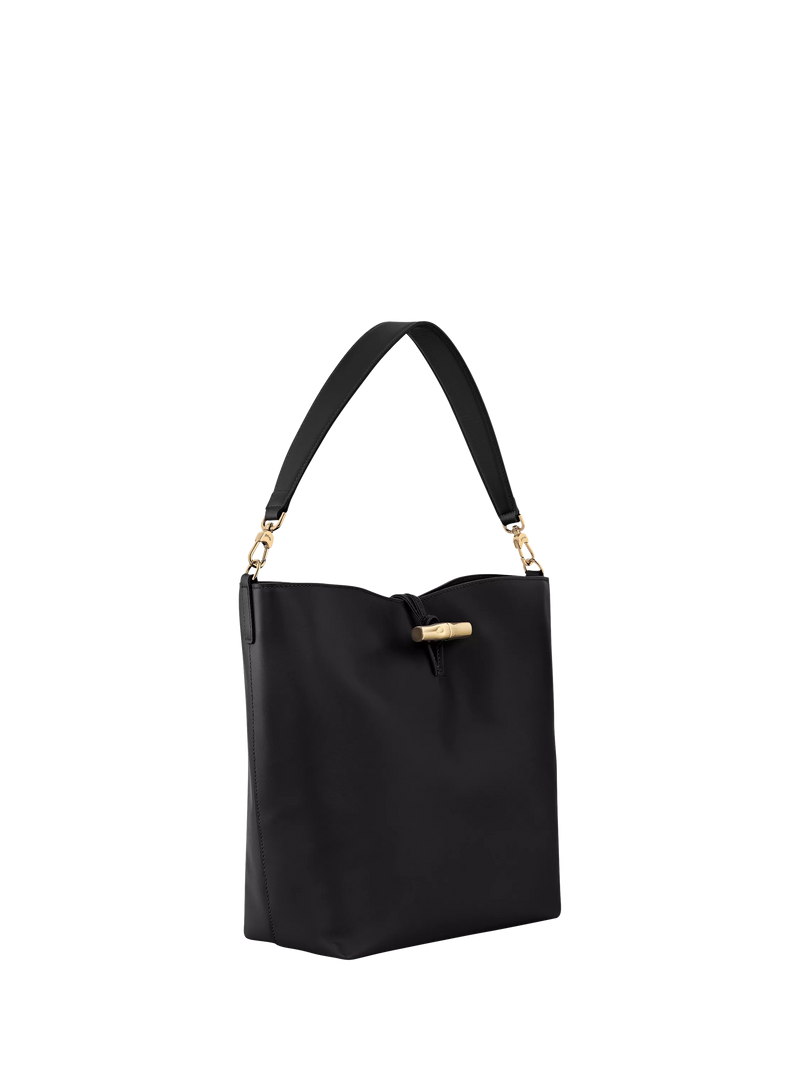 Longchamp large black leather hobo bag (British brand)