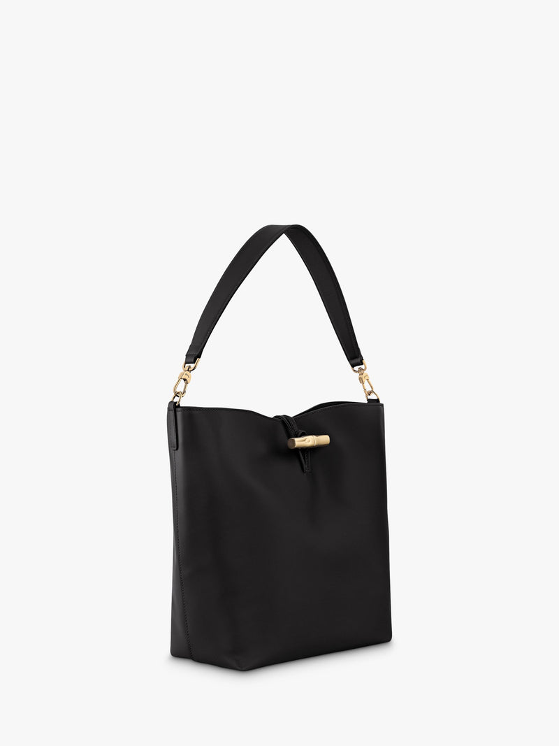 Longchamp large black leather hobo bag (British brand)