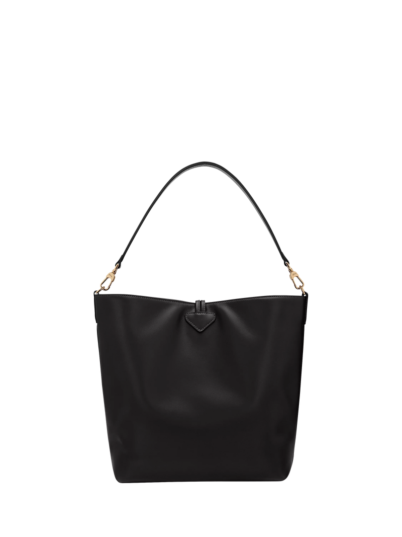 Longchamp large black leather hobo bag (British brand)