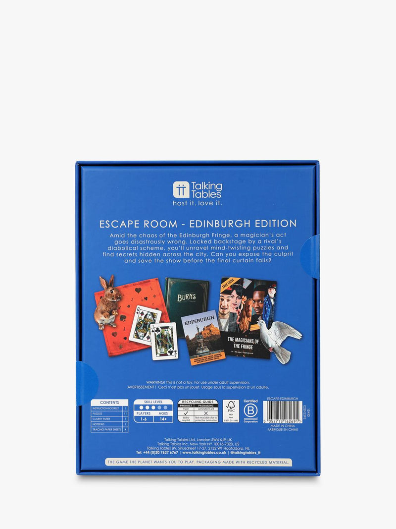 Talking Tables Edinburgh escape room board game - British product
