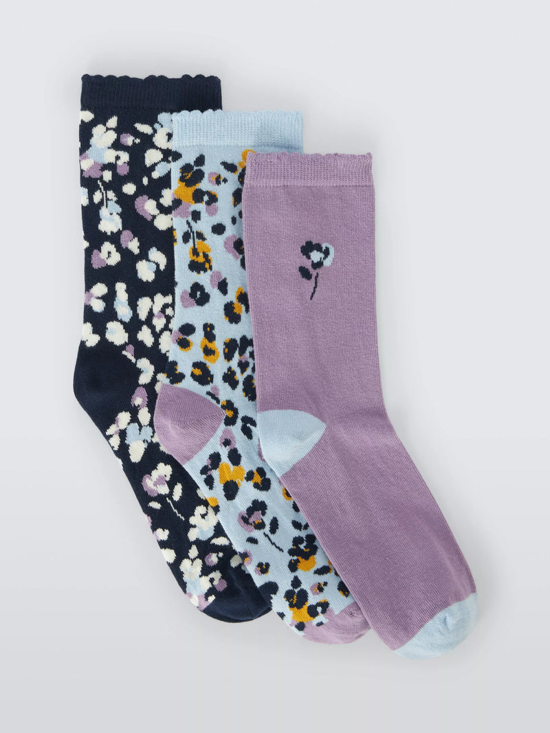John Lewis floral ankle socks pack of 3, UK version