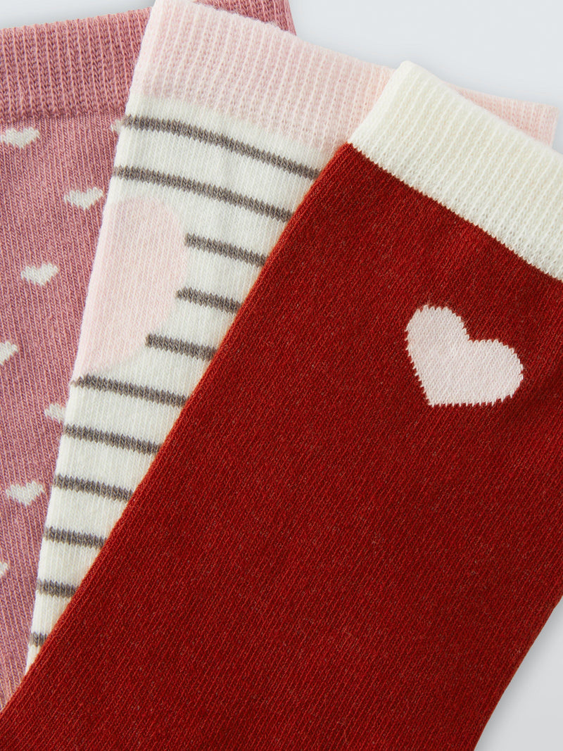 John Lewis ankle socks pack of 3 pink/multi, imported from the UK