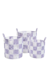 John Lewis Avery Row Checkerboard Baskets Set of 3 Lilac Storage Baskets- Buy online at McGrocer