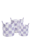 Avery Row checkerboard basket set of 3 in lilac, imported from the UK