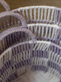 Avery Row checkerboard basket set of 3 in lilac, imported from the UK