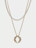 Tutti gold double chain textured twist necklace - British product