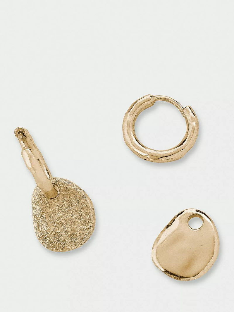 Tutti huggie earrings with removable drop, gold plated, imported from the UK