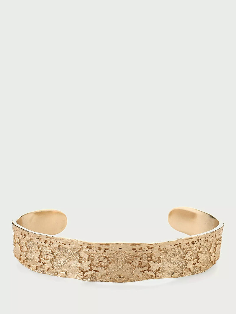Tutti gold-plated chunky textured open bangle - British product