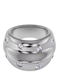 EDBLAD cubic zirconia chunky ring in silver (British brand)