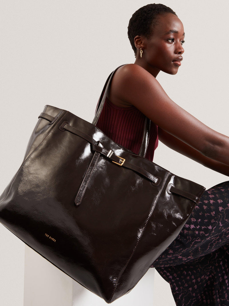 Ted Baker leather tote bag brown choc, imported from the UK