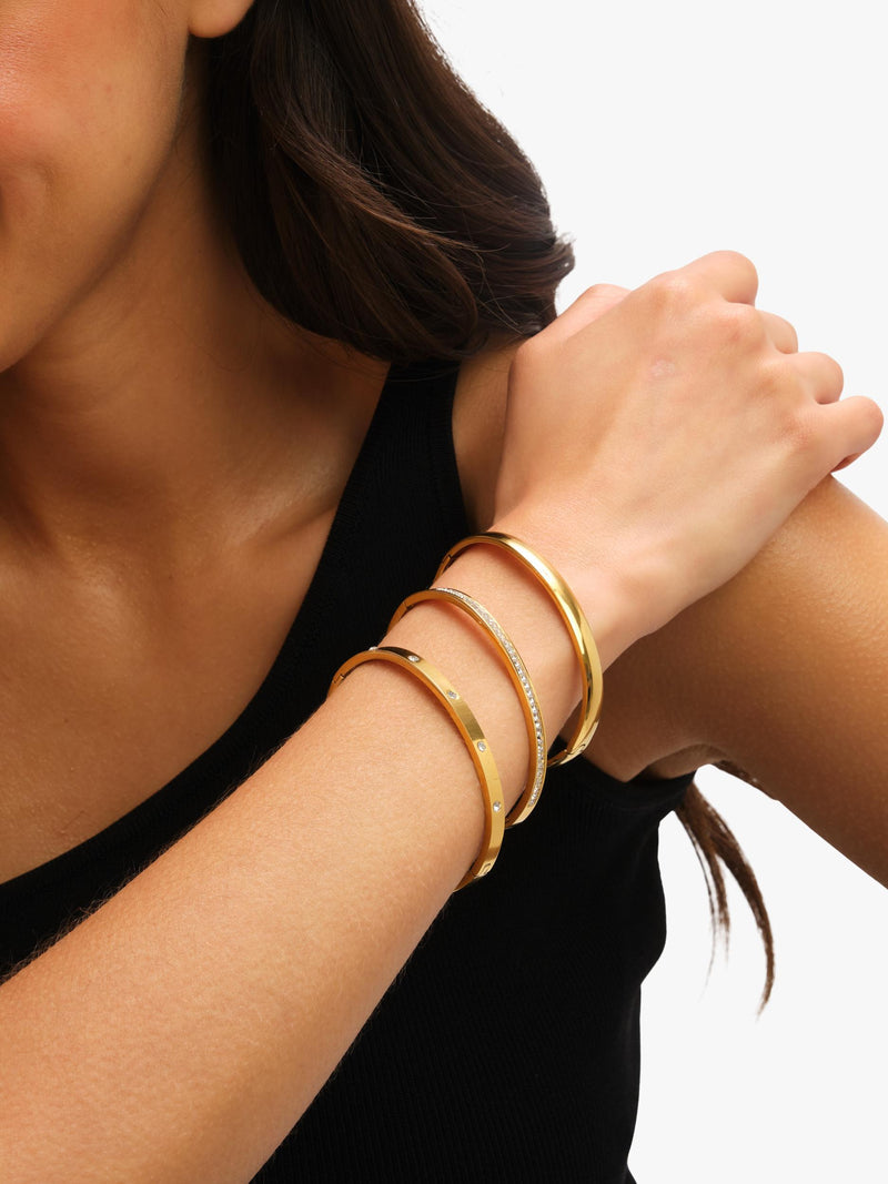Jon Richard waterproof polished crystal bangle in gold, UK version