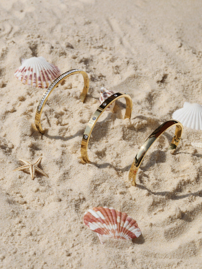 Jon Richard waterproof polished crystal bangle in gold, UK version