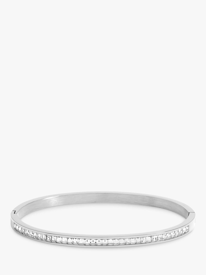 Jon Richard silver crystal row polished waterproof bangle, UK version