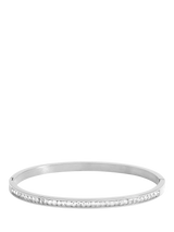 John Lewis Stainless Steel Waterproof Crystal Row Polished Silver Bangle- Buy online at McGrocer