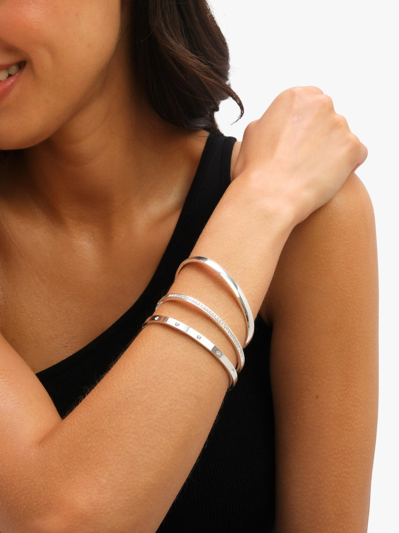 Jon Richard silver crystal row polished waterproof bangle, UK version