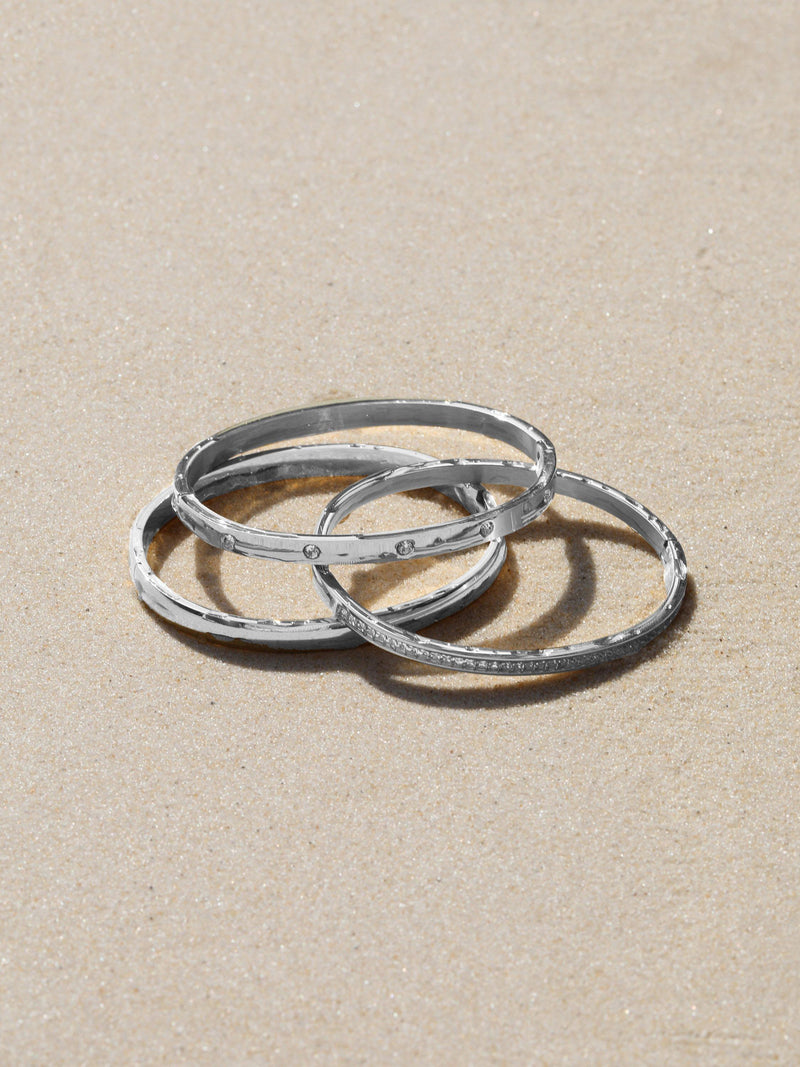 Jon Richard silver crystal row polished waterproof bangle, UK version