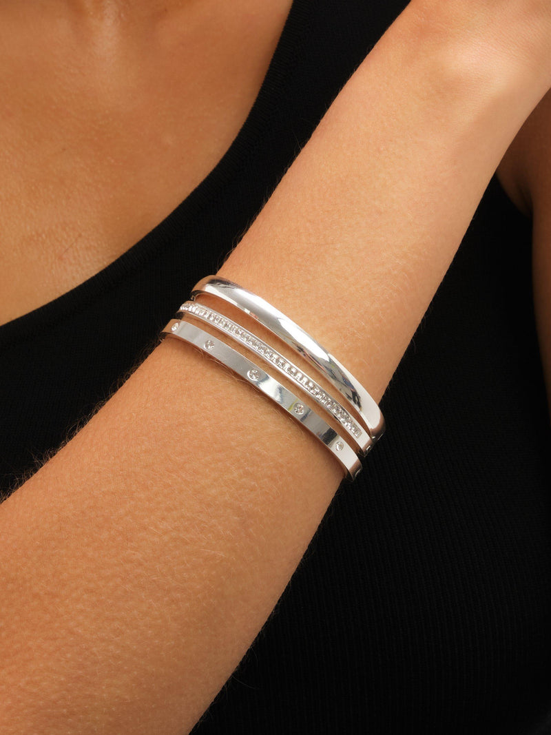 Jon Richard silver crystal row polished waterproof bangle, UK version