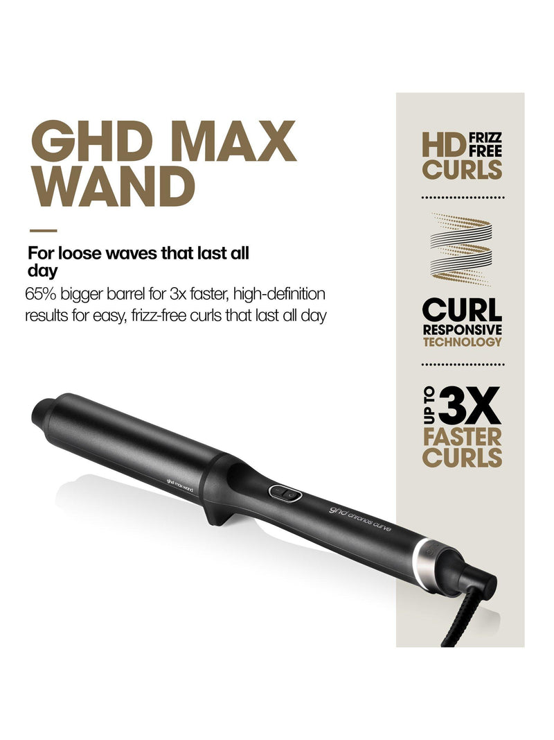 ghd Chronos Curve Max Wand 38mm hair curler, imported from the UK