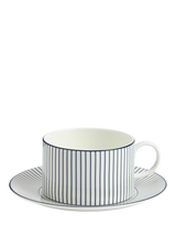 John Lewis Wedgwood Gio Pinstripe Bone China Tea Cup & Saucer, 235ml, White/Blue- Buy online at McGrocer