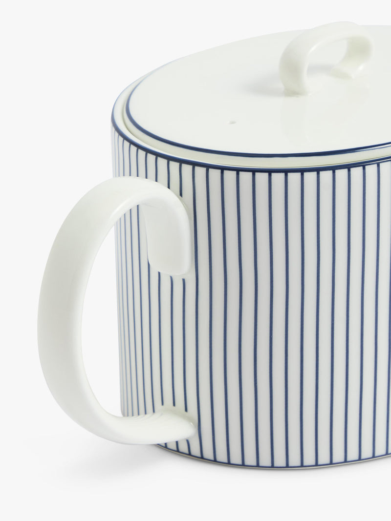Wedgwood bone china teapot 940ml white blue pinstripe (British brand)