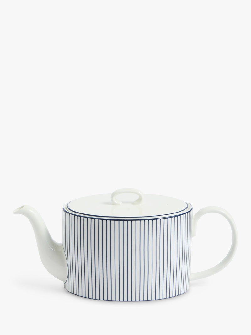 Wedgwood bone china teapot 940ml white blue pinstripe (British brand)
