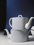 Wedgwood bone china teapot 940ml white blue pinstripe (British brand)
