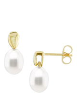 John Lewis E.W Adams 9ct Gold Freshwater Pearl Bail Drop Earrings Gold/White- Buy online at McGrocer