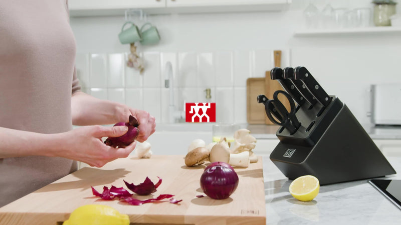 ZWILLING 6-piece knife block set with sharpener anthracite - British product