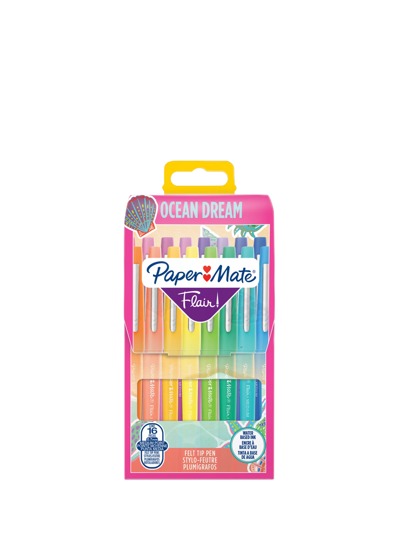 Paper Mate Flair felt tip pens Ocean Dream 16-pack - British product
