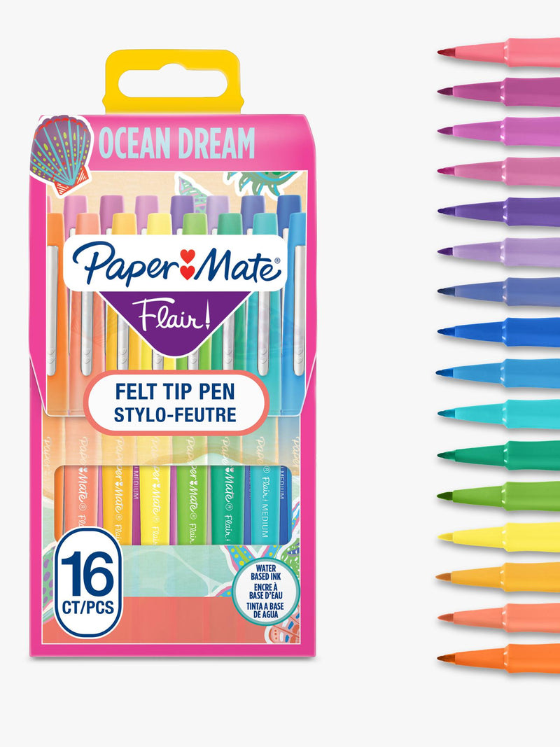 Paper Mate Flair felt tip pens Ocean Dream 16-pack - British product