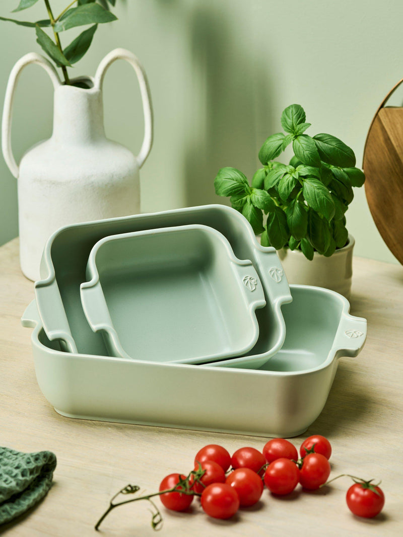 Peugeot stoneware square roaster sage green 21cm - British product
