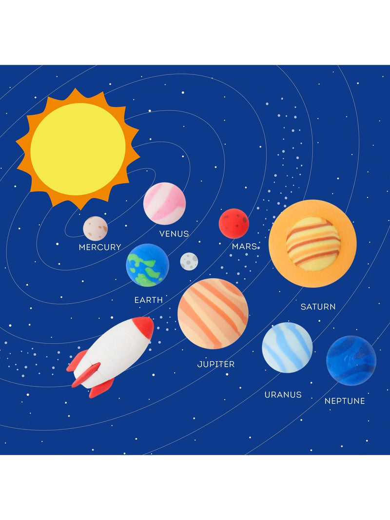 Legami solar system erasers pack of 9 blue, imported from the UK