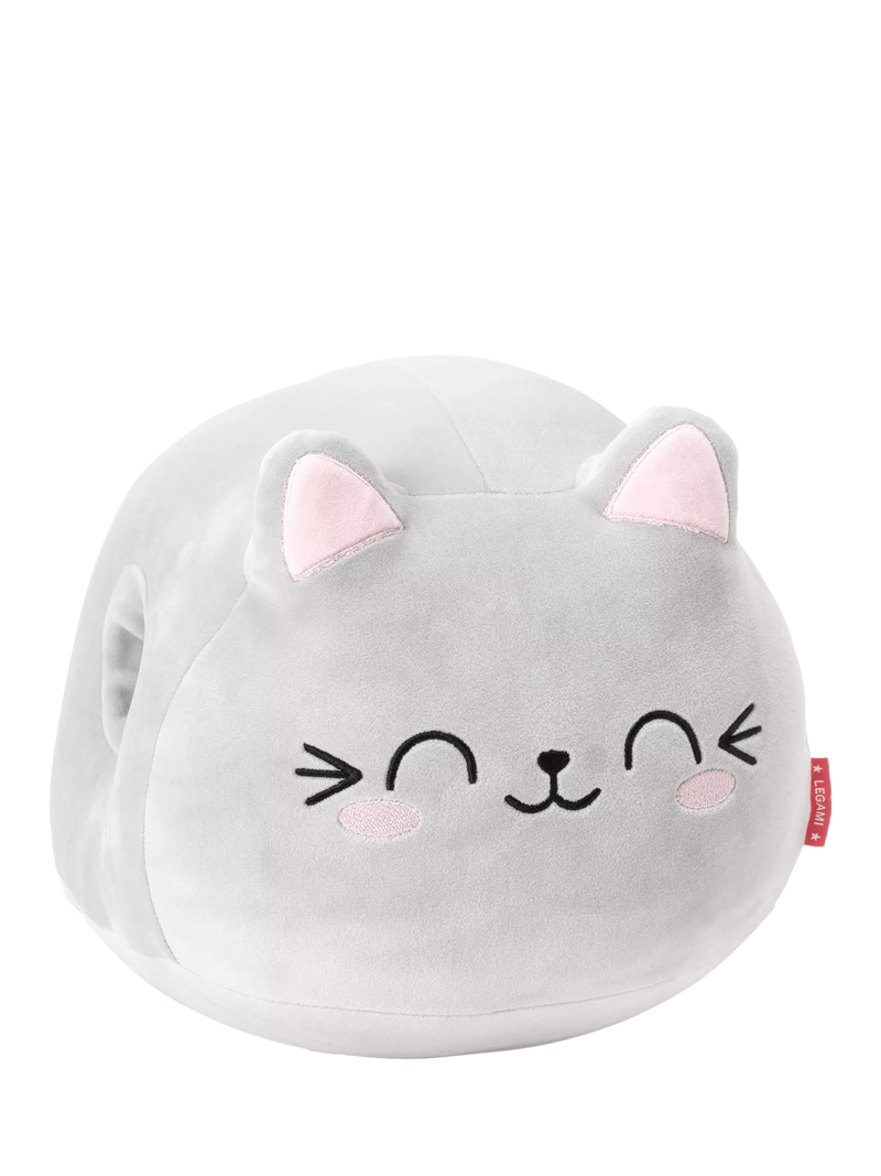 Legami grey cat-shaped super soft cushion, imported from the UK