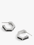 Coach hexagon enamel huggie earrings antique silver 10mm, UK version