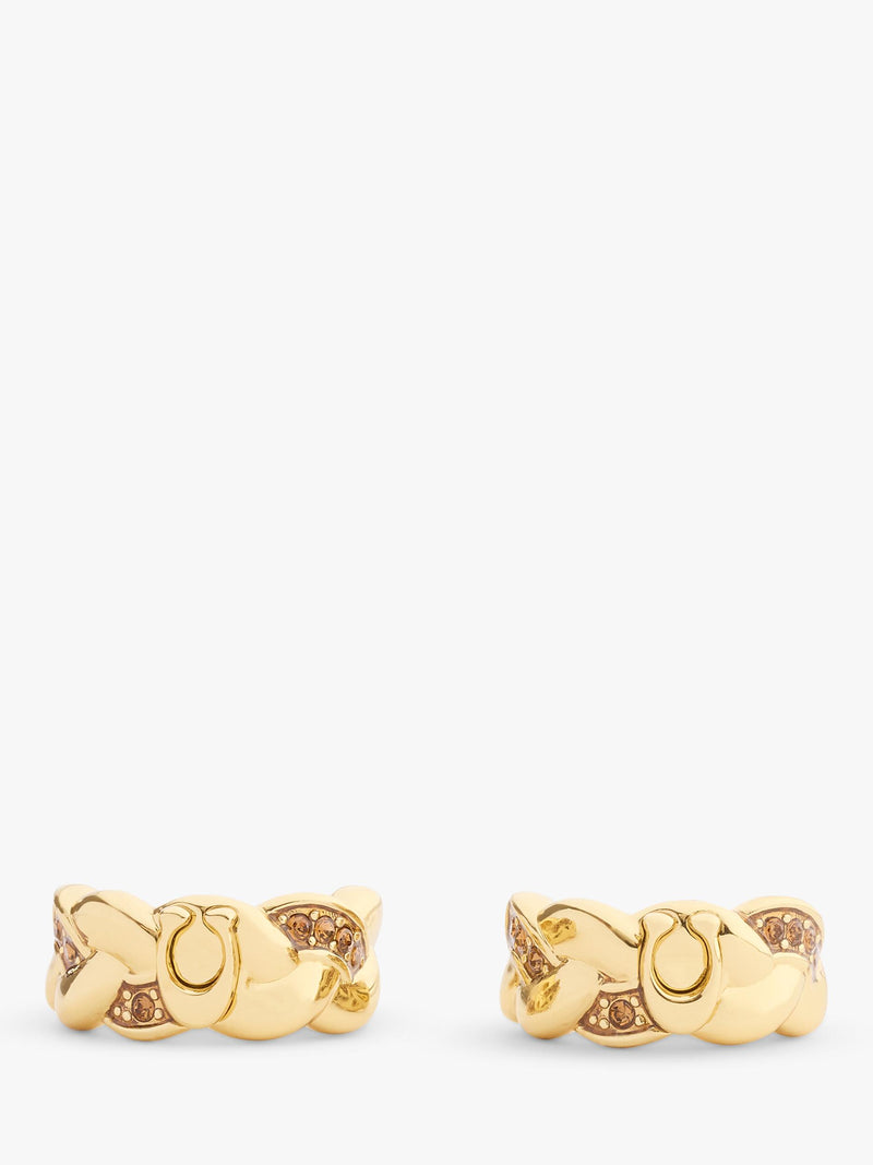 Coach gold braided hoop earrings with C motif, imported from the UK