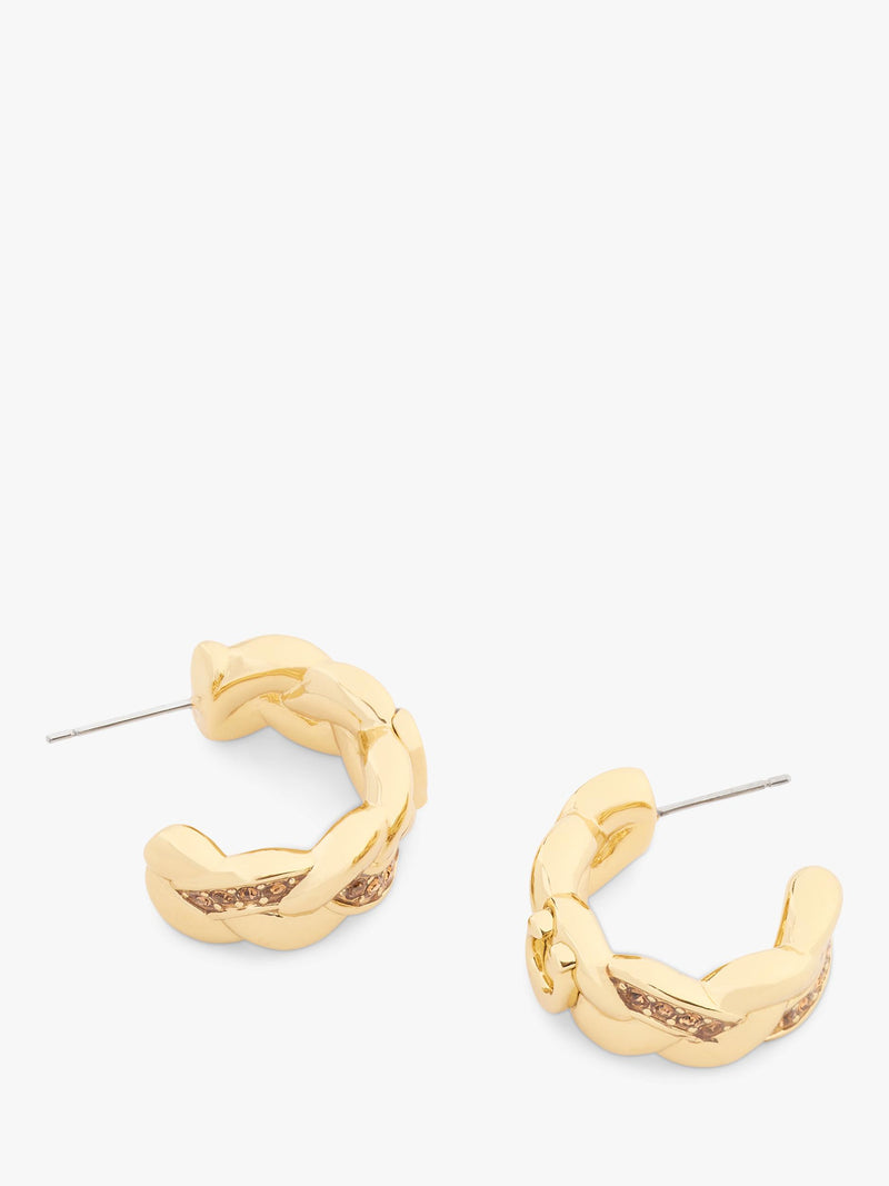 Coach gold braided hoop earrings with C motif, imported from the UK