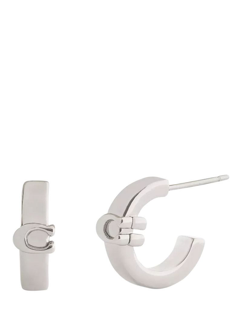 Coach Signature C huggie hoop earrings gold tone (British brand)