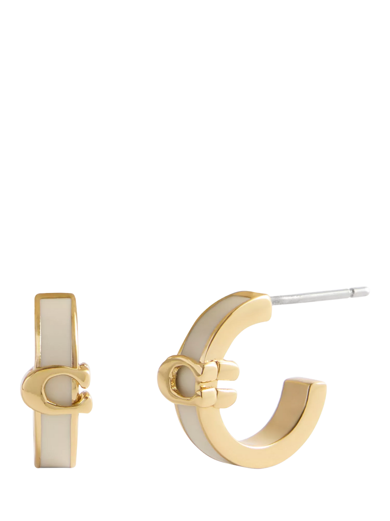 Coach gold huggie earrings minimal hoop (British brand)