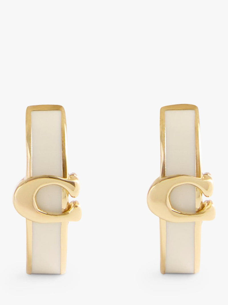 Coach gold huggie earrings minimal hoop (British brand)