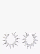 John Lewis AllSaints Medium Pearl Hoop Earrings, Warm Silver- Buy online at McGrocer