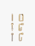 AllSaints hexagon hoop earrings 3 pairs gold, imported from the UK