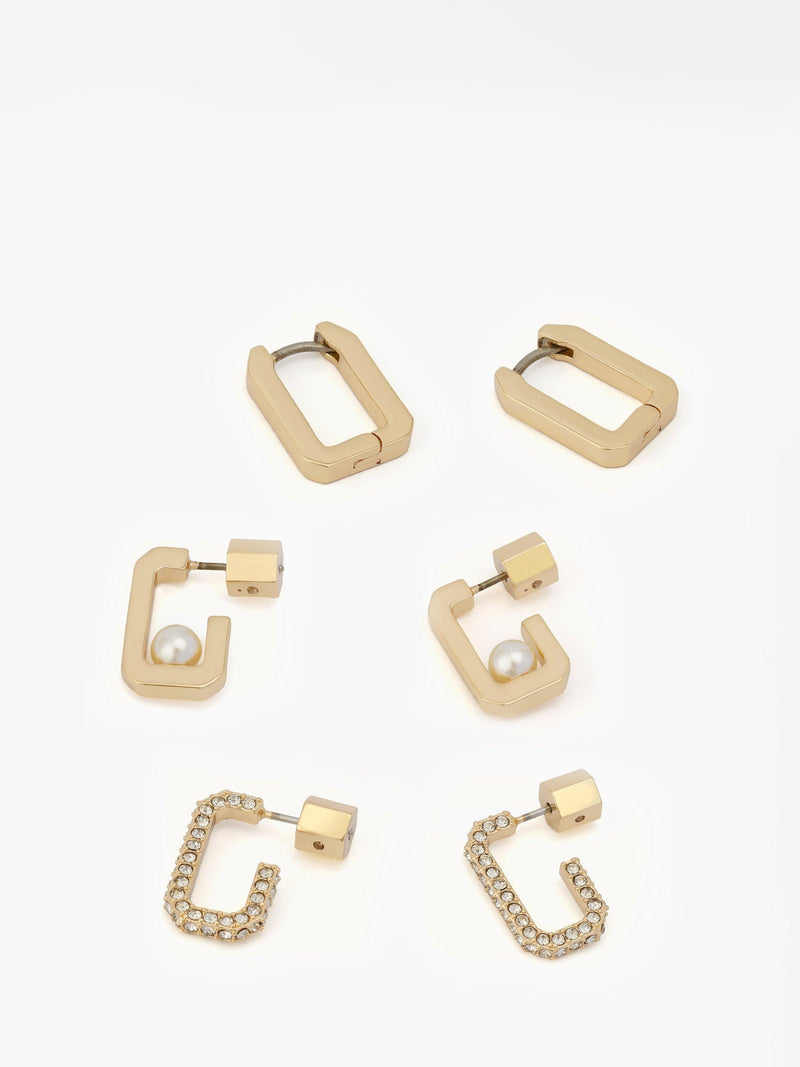 AllSaints hexagon hoop earrings 3 pairs gold, imported from the UK