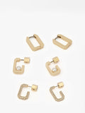 AllSaints hexagon hoop earrings 3 pairs gold, imported from the UK