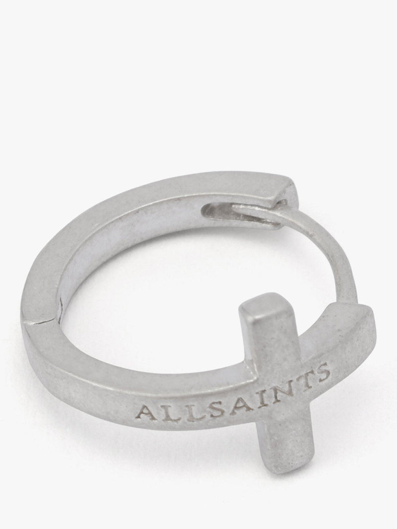 AllSaints sterling silver minimal huggie hoop earrings, imported from the UK