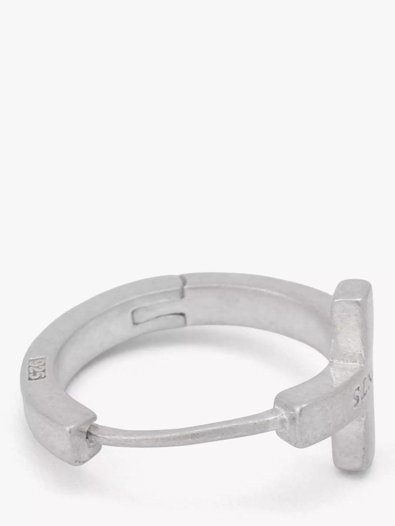 AllSaints sterling silver minimal huggie hoop earrings, imported from the UK