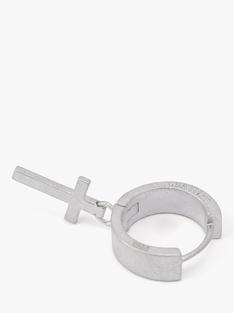 AllSaints sterling silver cross huggie hoop earrings - British product