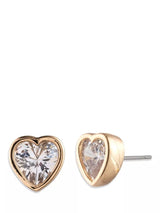 John Lewis Lauren Ralph Lauren Crystal Heart Stud Earrings, Gold/Clear- Buy online at McGrocer