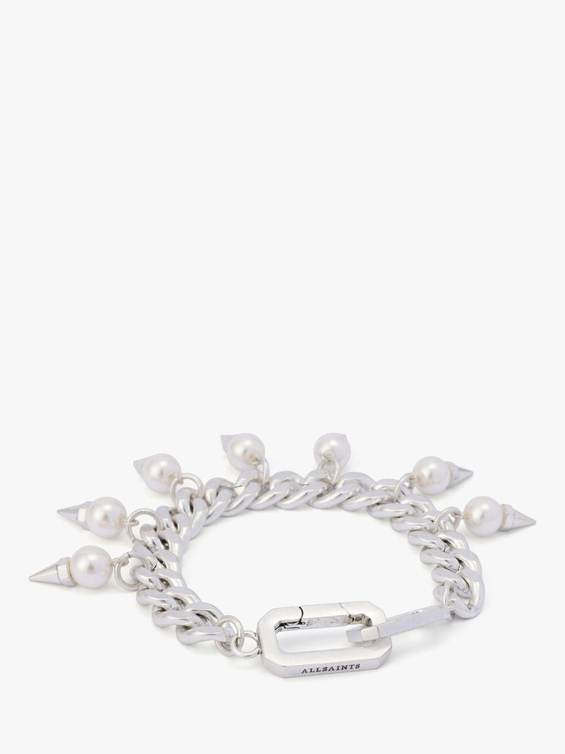 AllSaints spiked pearl choker bracelet warm silver (British brand)
